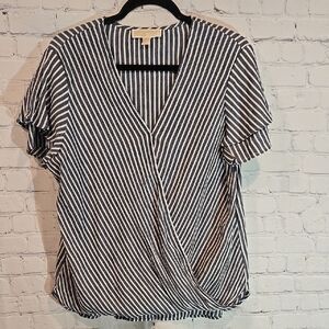 Michael Kors Striped Wrap Top Size M